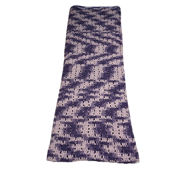 Unbranded Crochet Afghan Blanket Purple Lavender Geometric Throw 71x47